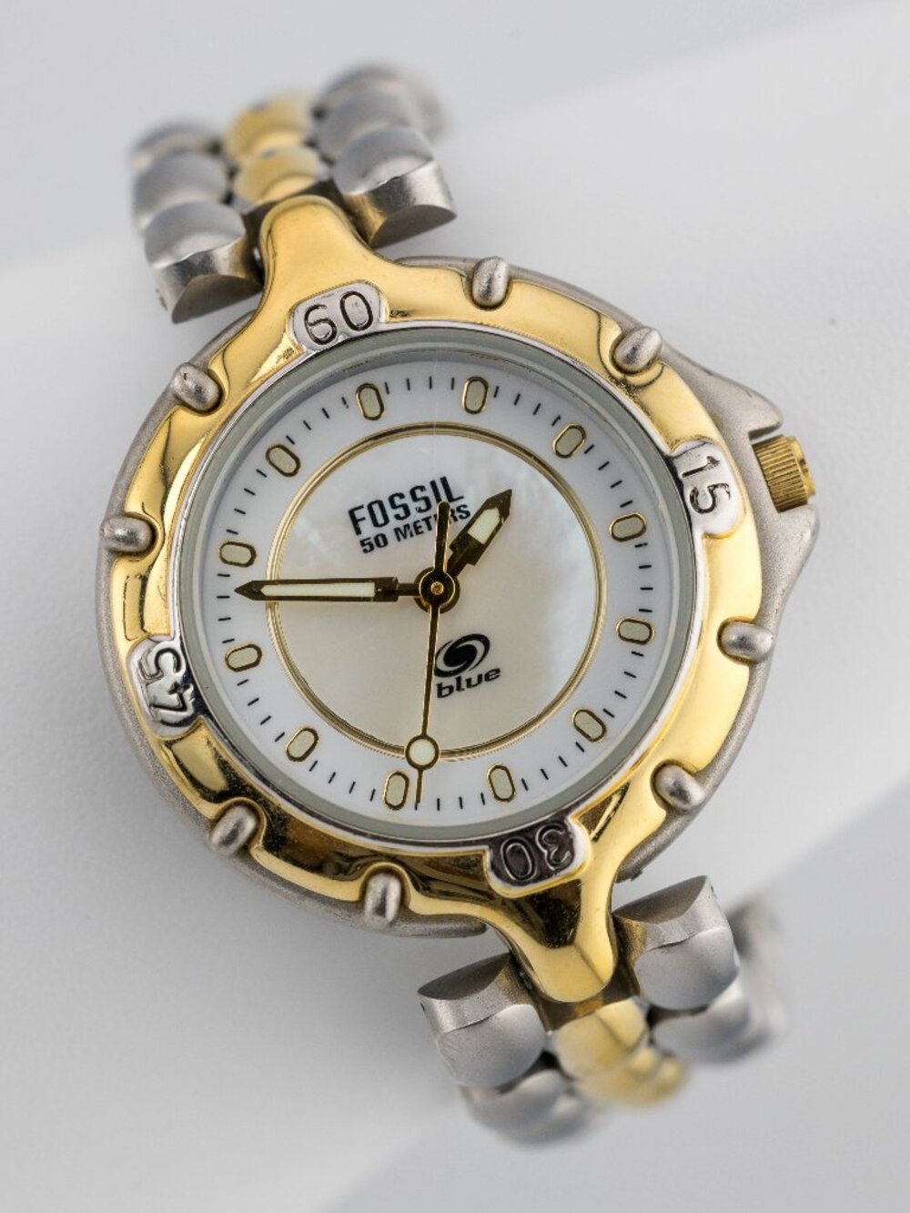 Fossil Blue AM3138 Two Tone MOP Watch Quartz Analog Women’s Fresh Battery